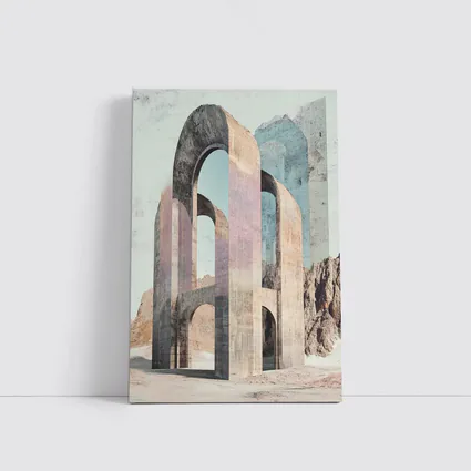 Ancient Stone Arches Desert Mountain Surreal Art