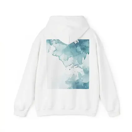 Teal Blue Watercolor Abstract Wash Art
