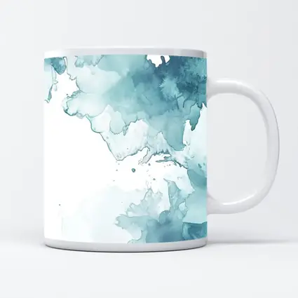Teal Blue Watercolor Abstract Wash Art