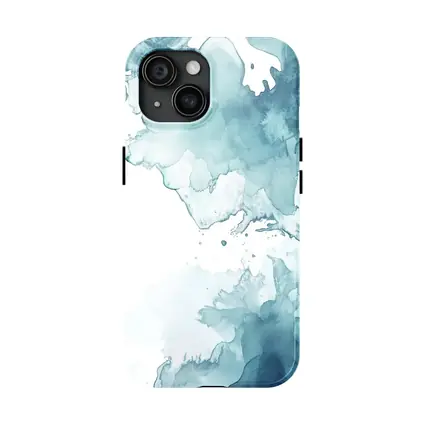 Teal Blue Watercolor Abstract Wash Art