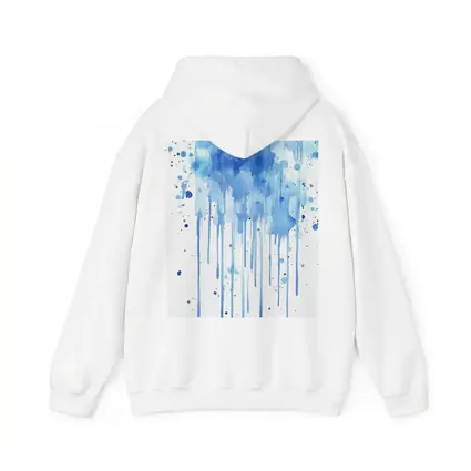 Blue Watercolor Paint Drips White Background