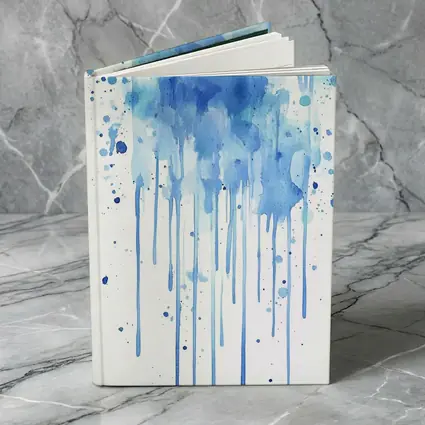 Blue Watercolor Paint Drips White Background