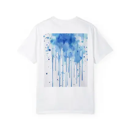 Blue Watercolor Paint Drips White Background