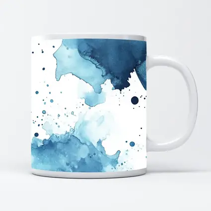 Blue Watercolor Ink Splash Abstract Art