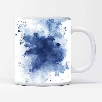 Blue Watercolor Ink Splash White Background