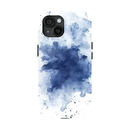 Blue Watercolor Ink Splash White Background