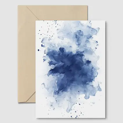Blue Watercolor Ink Splash White Background