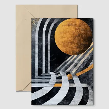 Art Deco Gold Sun Black Geometric Abstract