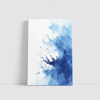 Blue Watercolor Ink Splash On White