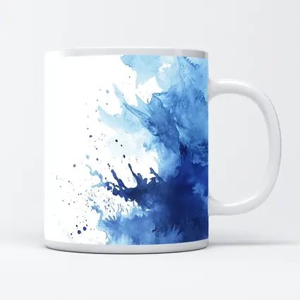 Blue Watercolor Ink Splash On White