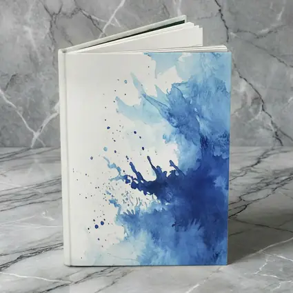 Blue Watercolor Ink Splash On White