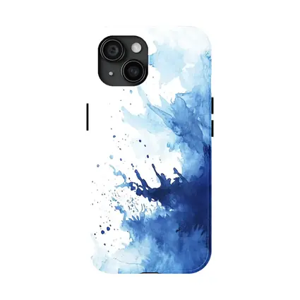 Blue Watercolor Ink Splash On White