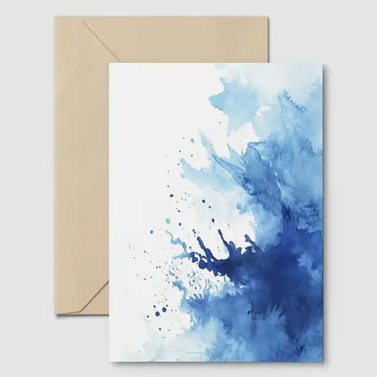 Blue Watercolor Ink Splash On White