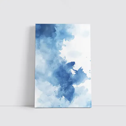 Blue Watercolor Abstract Ink Wash Art