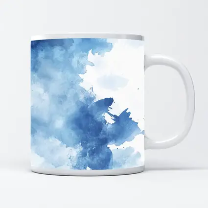 Blue Watercolor Abstract Ink Wash Art