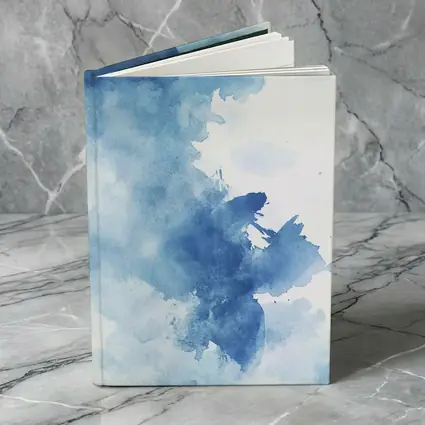 Blue Watercolor Abstract Ink Wash Art