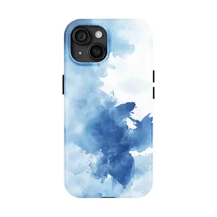 Blue Watercolor Abstract Ink Wash Art
