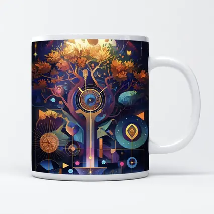 Mystical Tree Clock Moon Night Art