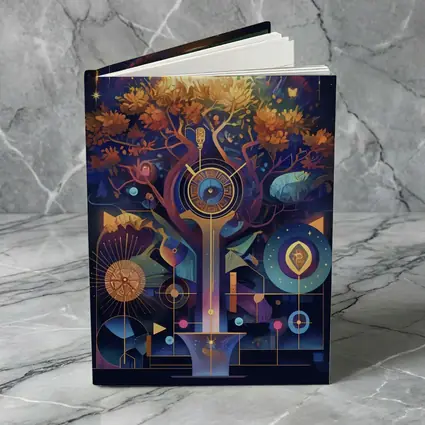 Mystical Tree Clock Moon Night Art