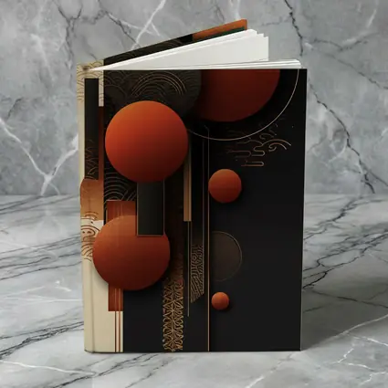 Abstract Red Spheres Black Gold Japanese Pattern