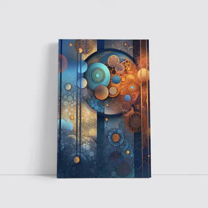 Abstract Blue Orange Circles Geometric Art