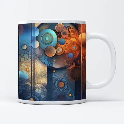 Abstract Blue Orange Circles Geometric Art