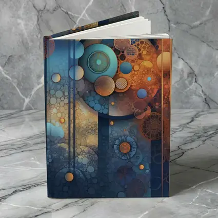 Abstract Blue Orange Circles Geometric Art