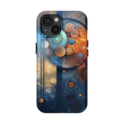 Abstract Blue Orange Circles Geometric Art