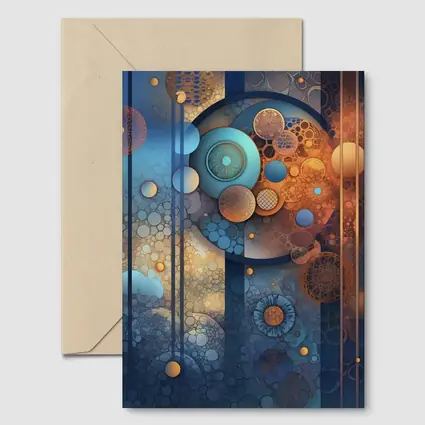 Abstract Blue Orange Circles Geometric Art