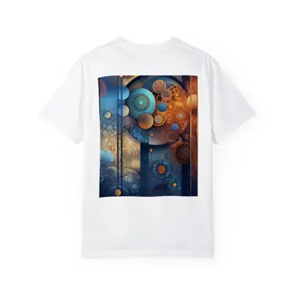 Abstract Blue Orange Circles Geometric Art