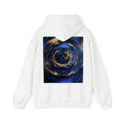 Dark Blue Gold Swirl Abstract Art