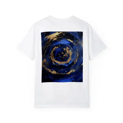 Dark Blue Gold Swirl Abstract Art