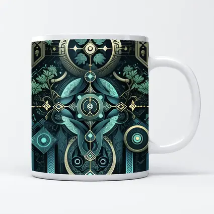 Art Deco Mystical Botanical Dark Teal Design