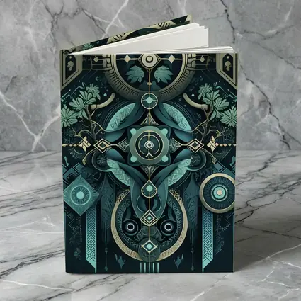 Art Deco Mystical Botanical Dark Teal Design