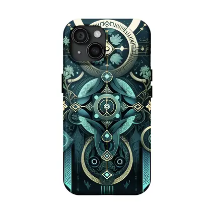 Art Deco Mystical Botanical Dark Teal Design