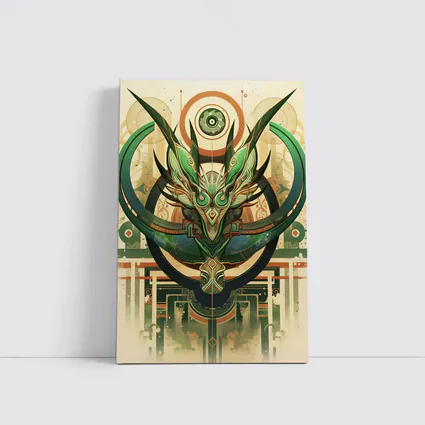 Green Dragon Mask Art Deco Fantasy