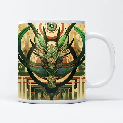 Green Dragon Mask Art Deco Fantasy