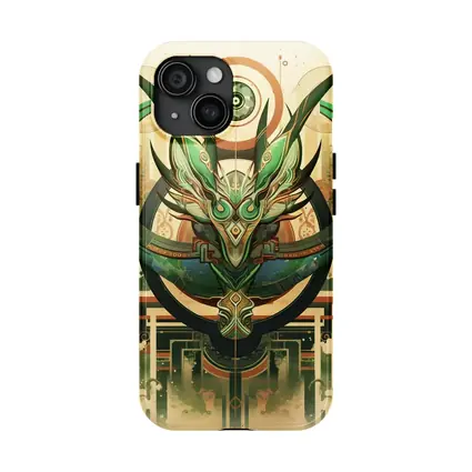 Green Dragon Mask Art Deco Fantasy