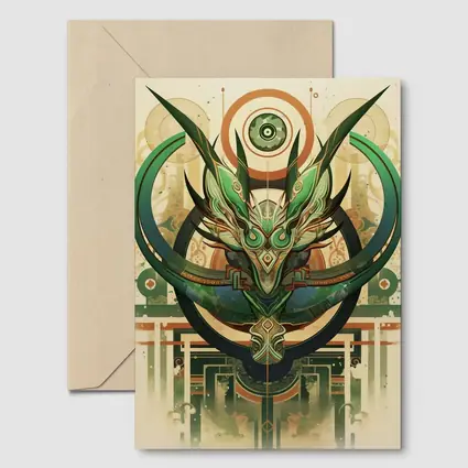 Green Dragon Mask Art Deco Fantasy