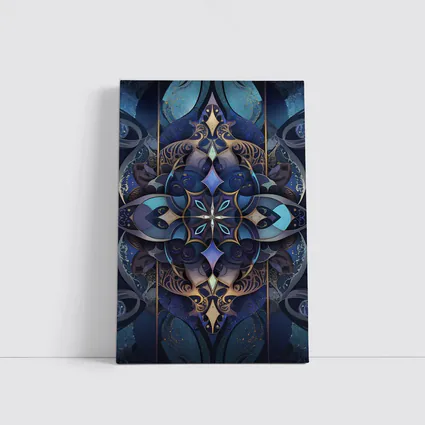 Dark Blue Mandala Art Deco Ornamental Design