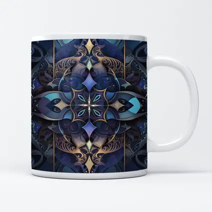 Dark Blue Mandala Art Deco Ornamental Design