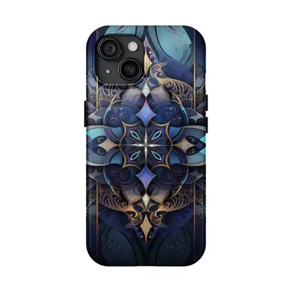 Dark Blue Mandala Art Deco Ornamental Design