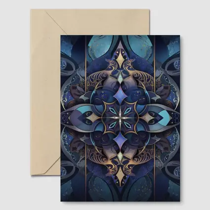 Dark Blue Mandala Art Deco Ornamental Design