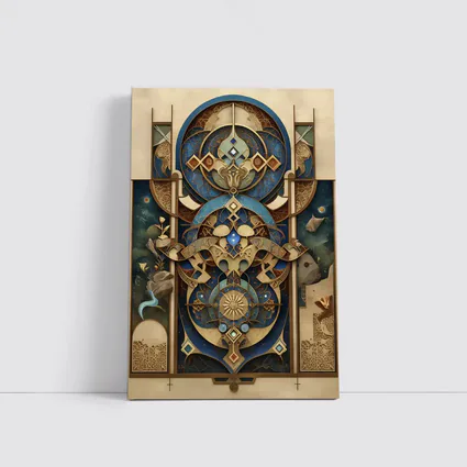 Art Nouveau Celestial Mandala Blue Gold