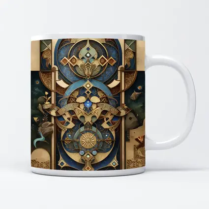 Art Nouveau Celestial Mandala Blue Gold