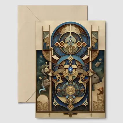 Art Nouveau Celestial Mandala Blue Gold