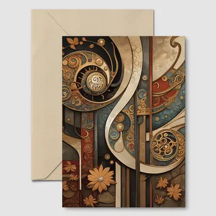 Art Nouveau Abstract Swirls Floral Geometric Design