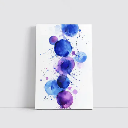 Blue Purple Watercolor Circles Abstract Art