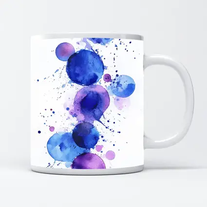 Blue Purple Watercolor Circles Abstract Art