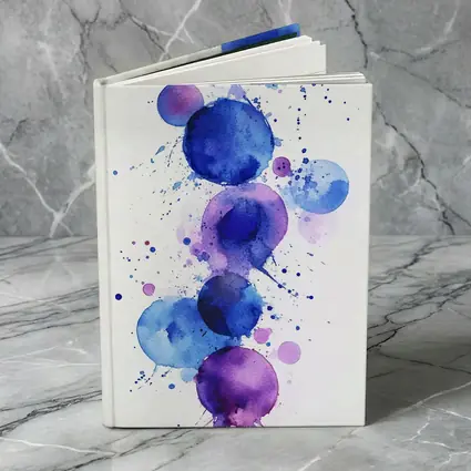 Blue Purple Watercolor Circles Abstract Art